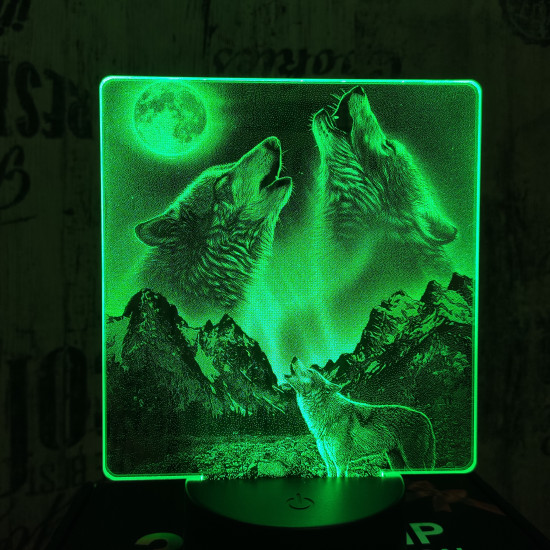 Vonyító farkasok 7 színű valósághű 3D led lámpa