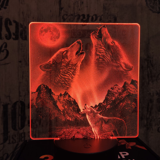 Vonyító farkasok 7 színű valósághű 3D led lámpa