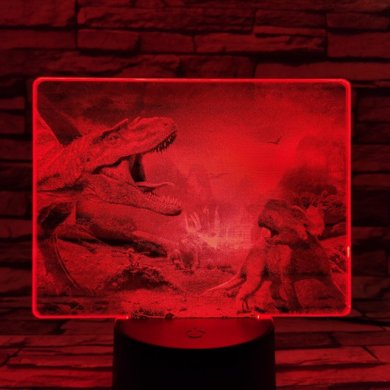 Tyrannosaurus Rex 7 színű valósághű 3D led lámpa