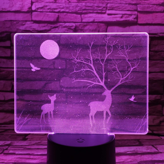 Szarvas a holdfényben 7 színű valósághű 3D led lámpa
