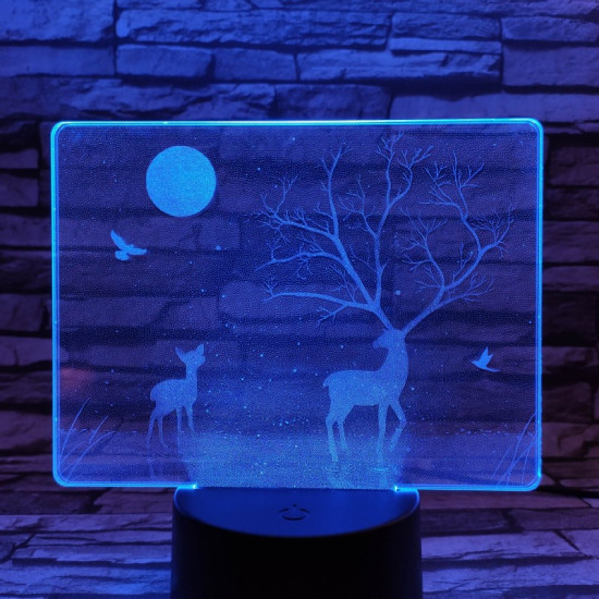 Szarvas a holdfényben 7 színű valósághű 3D led lámpa