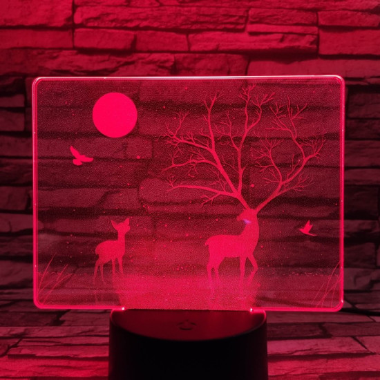 Szarvas a holdfényben 7 színű valósághű 3D led lámpa