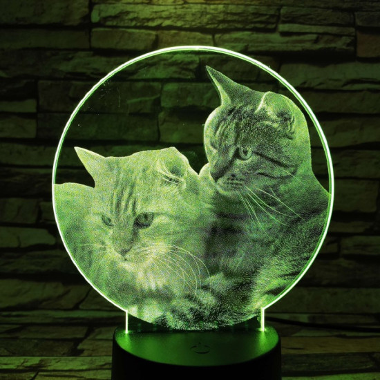 Két cica 7 színű valósághű 3D led lámpa