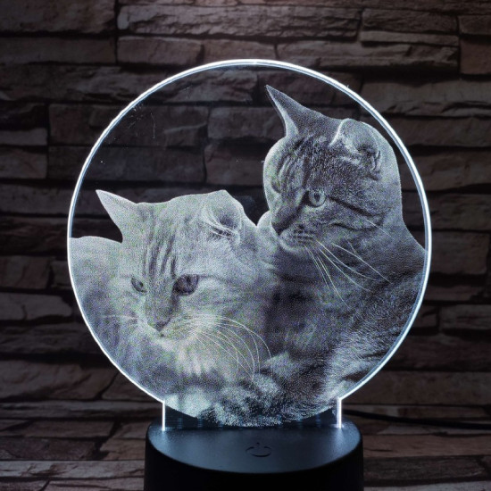 Két cica 7 színű valósághű 3D led lámpa