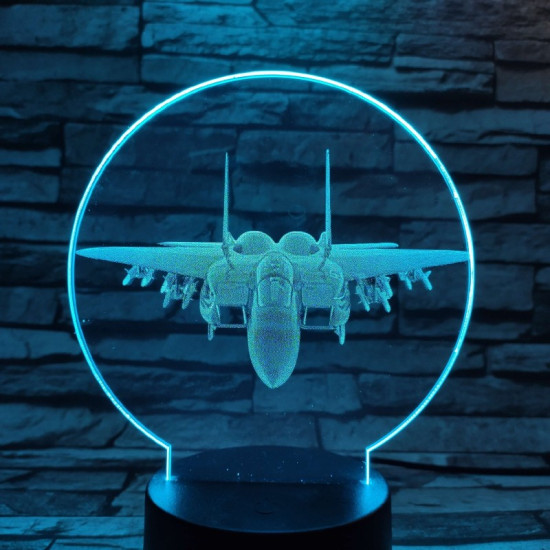 Vadászgép repülő 7 színű valósághű 3D led lámpa