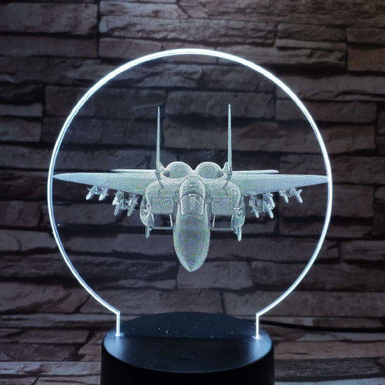 Vadászgép repülő 7 színű valósághű 3D led lámpa