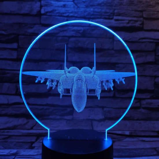 Vadászgép repülő 7 színű valósághű 3D led lámpa