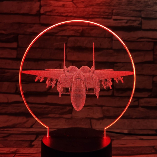 Vadászgép repülő 7 színű valósághű 3D led lámpa