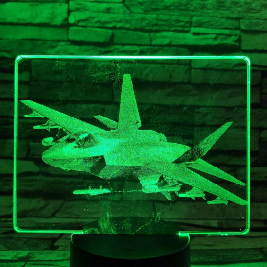 Vadászrepülőgép 7 színű valósághű 3D led lámpa