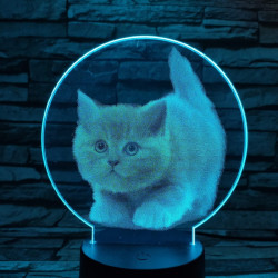 Kis cica 7 színű valósághű 3D led lámpa