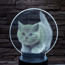 Kis cica 7 színű valósághű 3D led lámpa