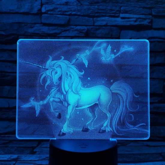 Unikornis 7 színű valósághű 3D led lámpa