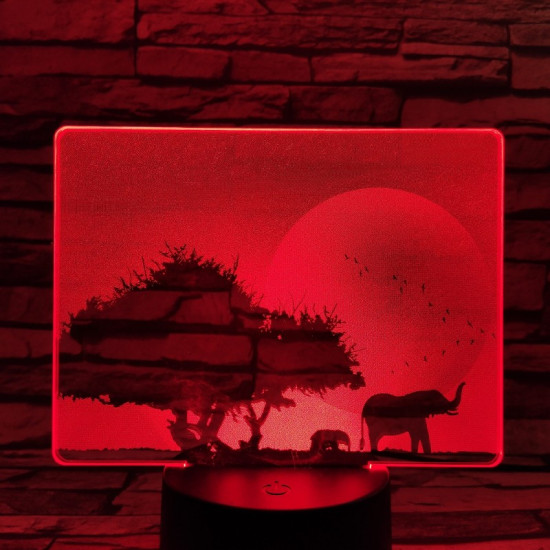 Elefántok a Szaharában 7 színű valósághű 3D led lámpa