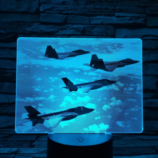 Harci vadászgépek 7 színű valósághű 3D led lámpa
