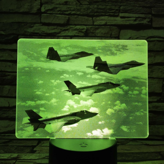 Harci vadászgépek 7 színű valósághű 3D led lámpa