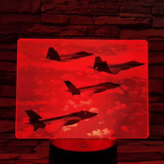 Harci vadászgépek 7 színű valósághű 3D led lámpa