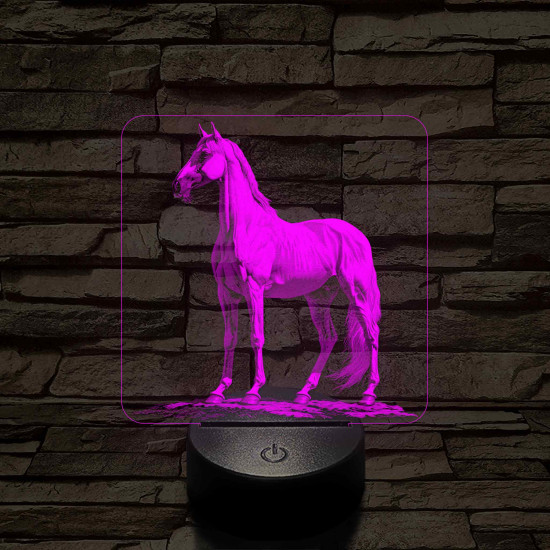Ló nemesi nyugalom 7 színű valósághű 3D led lámpa