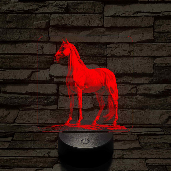 Ló nemesi nyugalom 7 színű valósághű 3D led lámpa