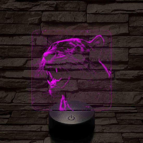 Üvöltő leopárd 7 színű valósághű 3D led lámpa