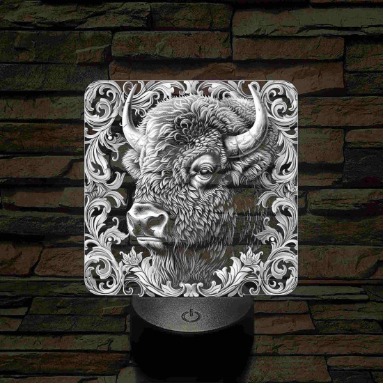 Bölény-fej 7 színű valósághű 3D led lámpa