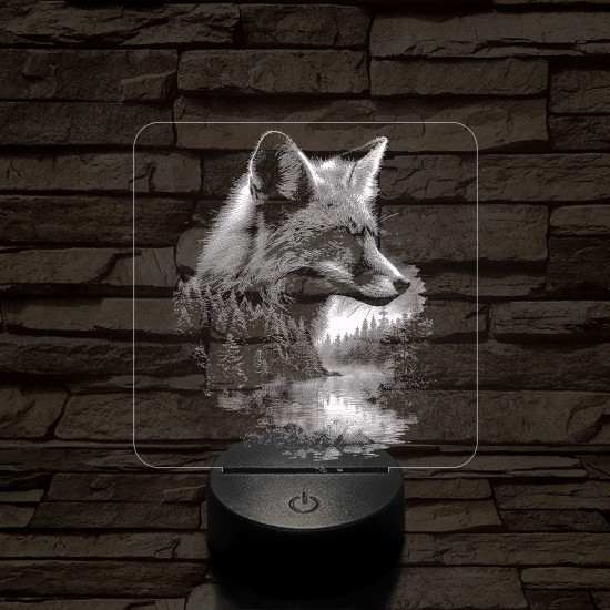 Róka az erdő felett  7 színű valósághű 3D led lámpa