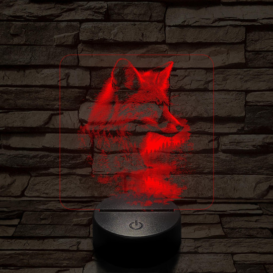 Róka az erdő felett  7 színű valósághű 3D led lámpa