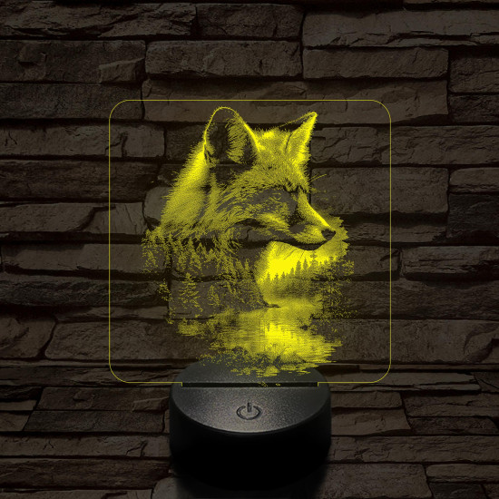 Róka az erdő felett  7 színű valósághű 3D led lámpa