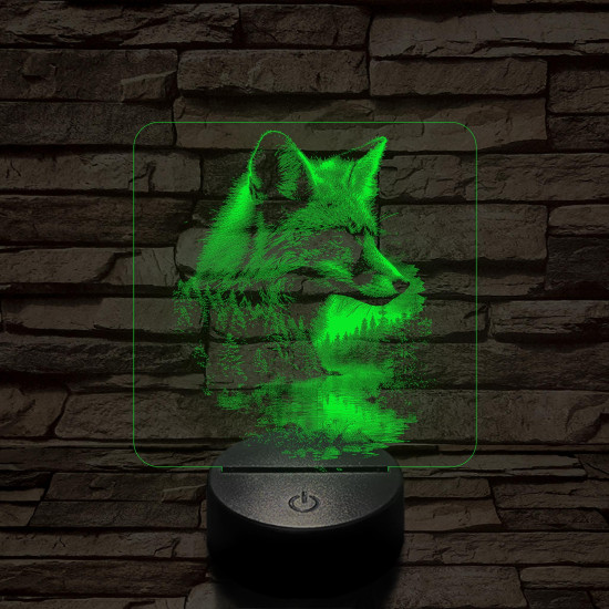 Róka az erdő felett  7 színű valósághű 3D led lámpa