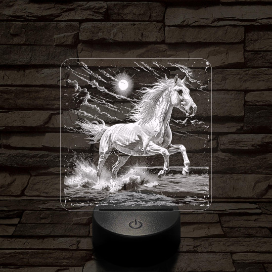 Vizen vágtázó ló   7 színű valósághű 3D led lámpa