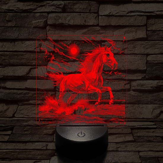 Vizen vágtázó ló   7 színű valósághű 3D led lámpa