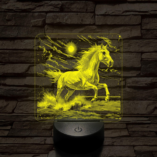 Vizen vágtázó ló   7 színű valósághű 3D led lámpa