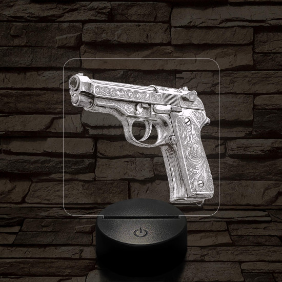 Díszes M9 pisztoly 7 színű valósághű 3D led lámpa