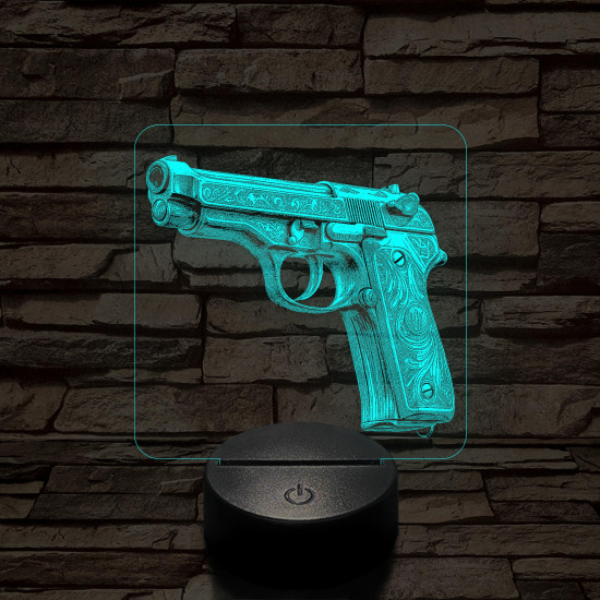 Díszes M9 pisztoly 7 színű valósághű 3D led lámpa