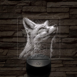 Róka fej  7 színű valósághű 3D led lámpa
