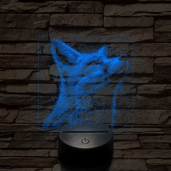 Róka fej  7 színű valósághű 3D led lámpa