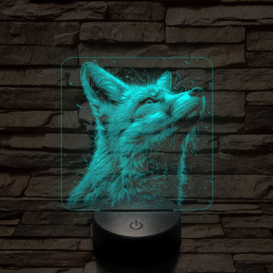 Róka fej  7 színű valósághű 3D led lámpa