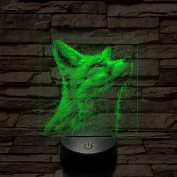 Róka fej  7 színű valósághű 3D led lámpa