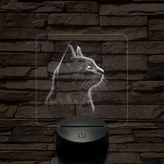 Macska az erdőben néz  7 színű valósághű 3D led lámpa