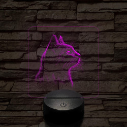 Macska az erdőben néz  7 színű valósághű 3D led lámpa