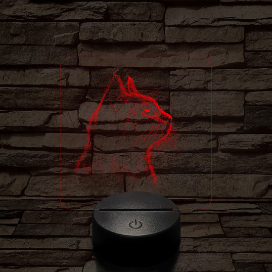 Macska az erdőben néz  7 színű valósághű 3D led lámpa