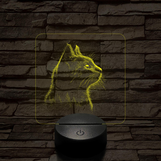 Macska az erdőben néz  7 színű valósághű 3D led lámpa