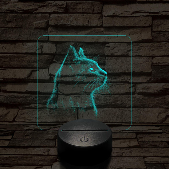 Macska az erdőben néz  7 színű valósághű 3D led lámpa