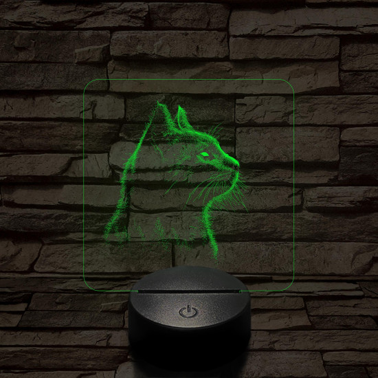 Macska az erdőben néz  7 színű valósághű 3D led lámpa