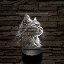 Macska elegancia 7 színű valósághű 3D led lámpa