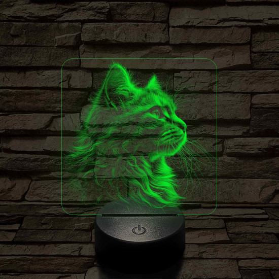 Macska elegancia 7 színű valósághű 3D led lámpa