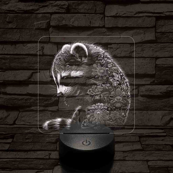 Virágzó mosómedve 7 színű valósághű 3D led lámpa