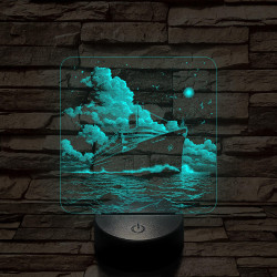 Gőzhajó  7 színű valósághű 3D led lámpa