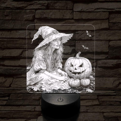 Boszorkány töklámpásokkal 7 színű valósághű 3D led lámpa