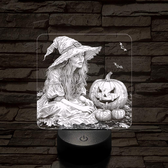 Boszorkány töklámpásokkal 7 színű valósághű 3D led lámpa