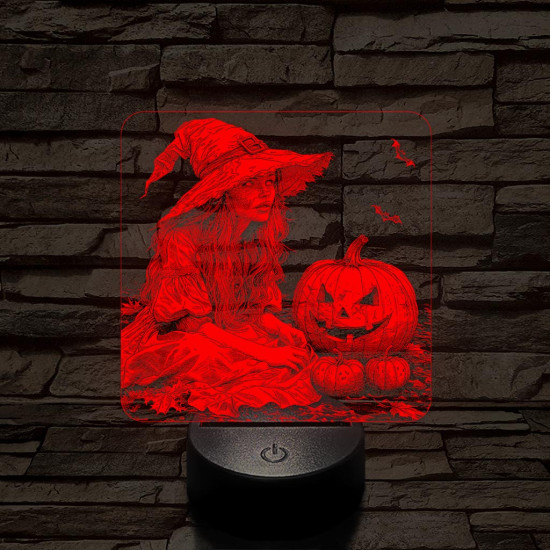 Boszorkány töklámpásokkal 7 színű valósághű 3D led lámpa